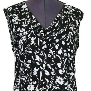 Chaps Black and White Floral Sleeveless Top